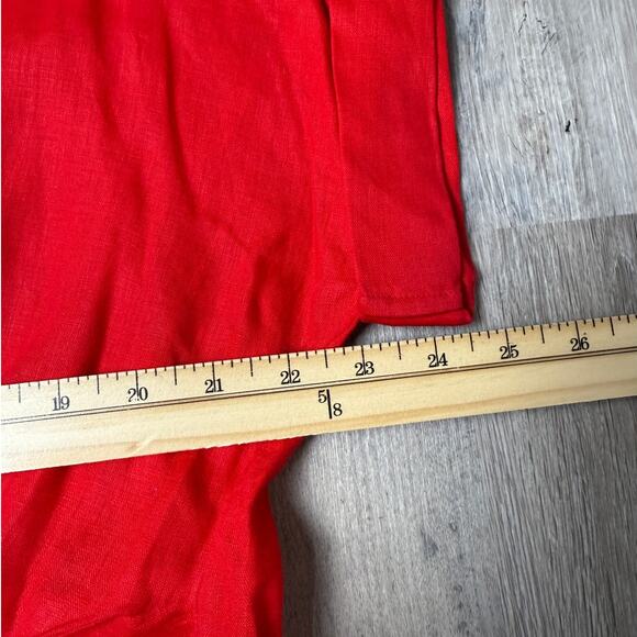 Lauren Ralph Lauren Red Linen Blend Front Tie Blouse Women’s XXL Short Sleeve - Picture 7 of 8
